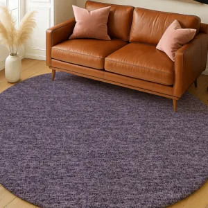 Luxury Washable Voyage Plum 8\' x 8\' Round Rug