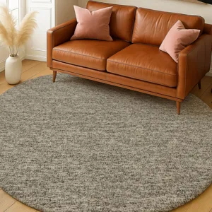 Luxury Washable Voyage Putty 8\' x 8\' Round Rug