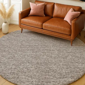 Luxury Washable Voyage Taupe 8\' x 8\' Round Rug