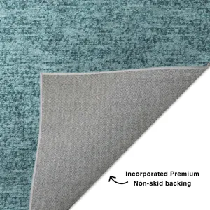 Luxury Washable Voyage Teal 2\'3\" x 7\'6\" Runner Rug