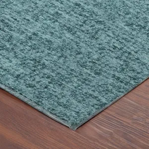 Luxury Washable Voyage Teal 2\'3\" x 7\'6\" Runner Rug