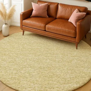 Luxury Washable Voyage Wheat 8\' x 8\' Round Rug