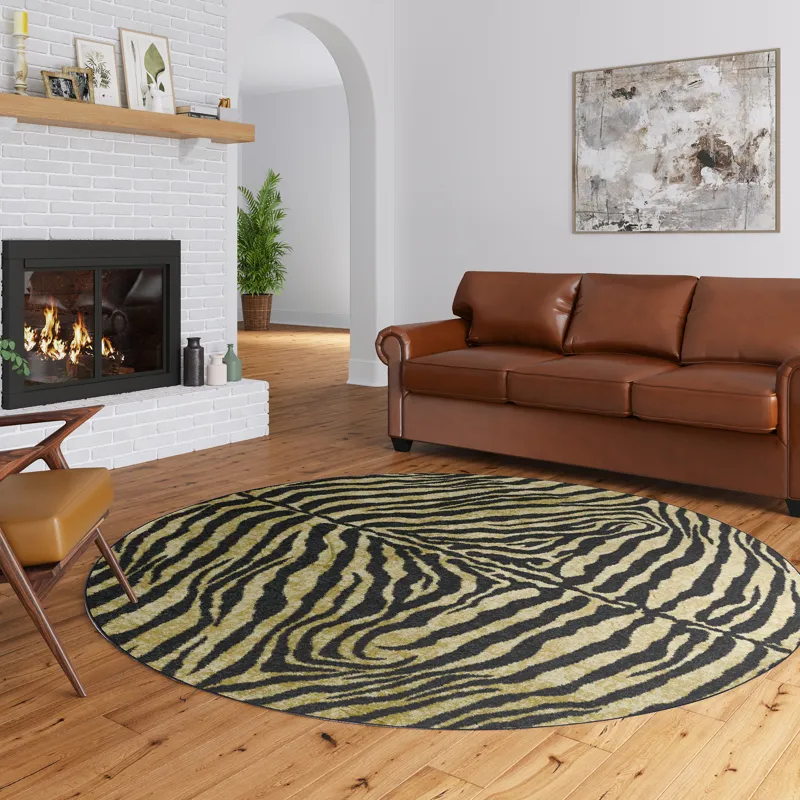 Akina Gold 8\' x 8\' Round Rug