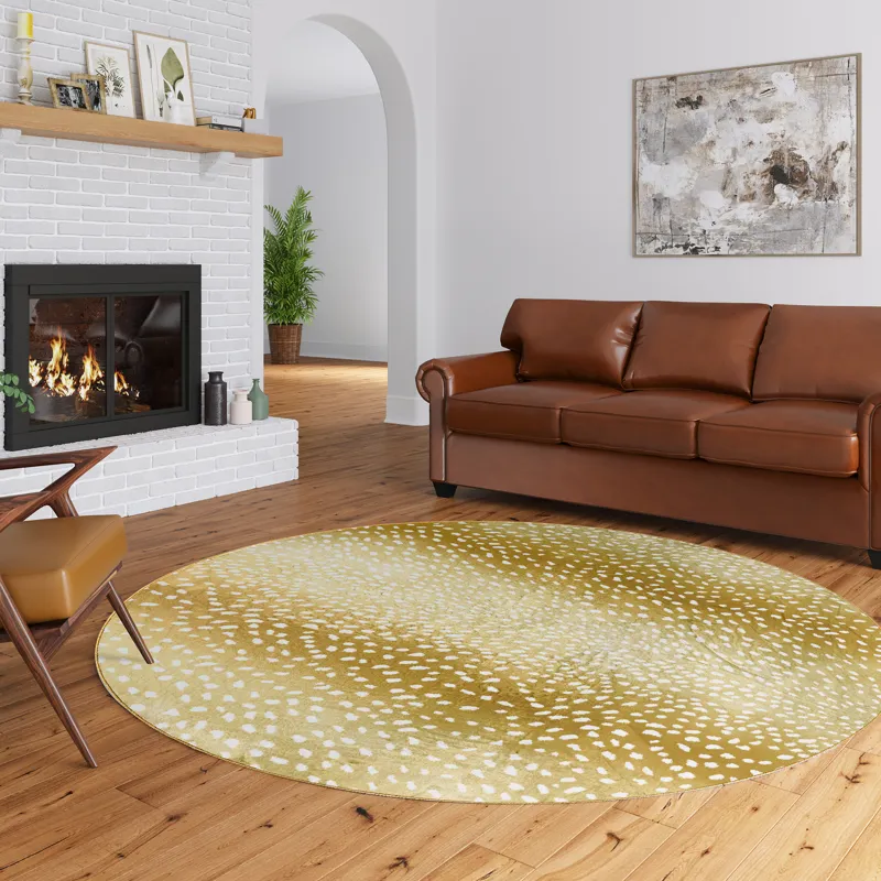 Akina Gold 8\' x 8\' Round Rug