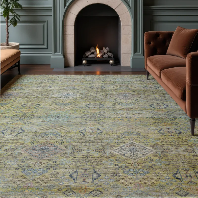 Machine Washable Aristo Aloe 2\'6\" x 3\'10\" Rug