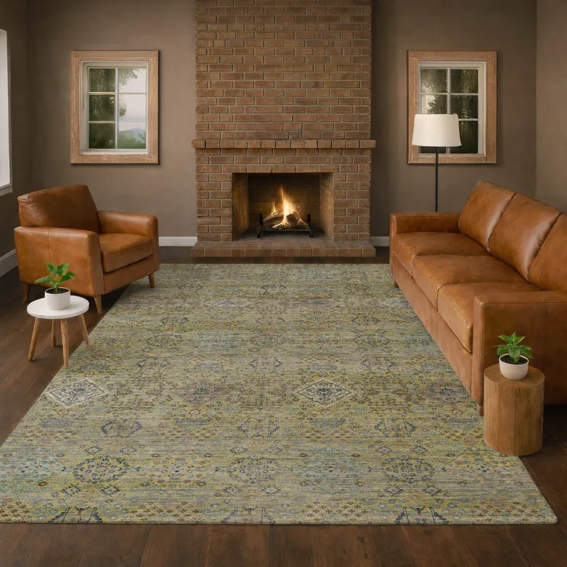Machine Washable Aristo Aloe 2\'6\" x 3\'10\" Rug