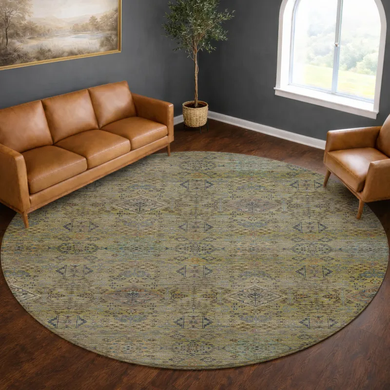 Machine Washable Aristo Aloe 8\' x 8\' Round Rug