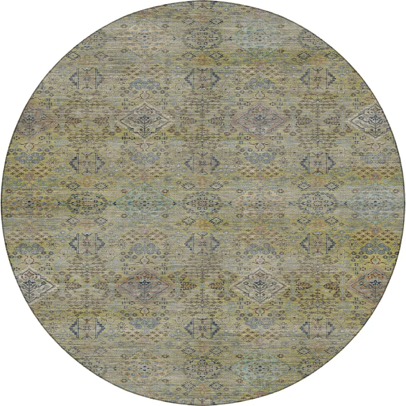 Machine Washable Aristo Aloe 8\' x 8\' Round Rug