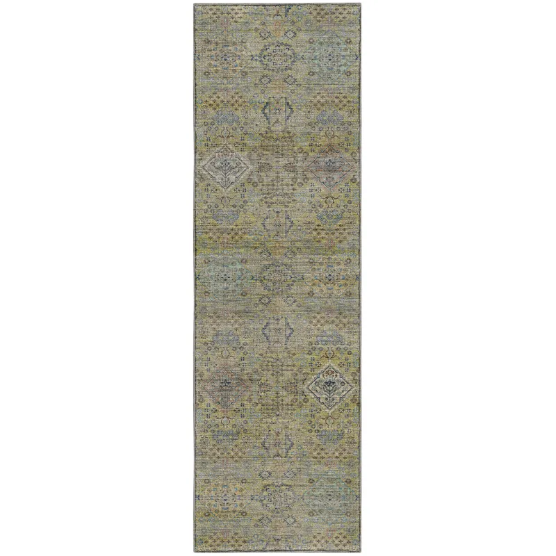 Machine Washable Aristo Aloe 2\'3\" x 7\'6\" Runner Rug