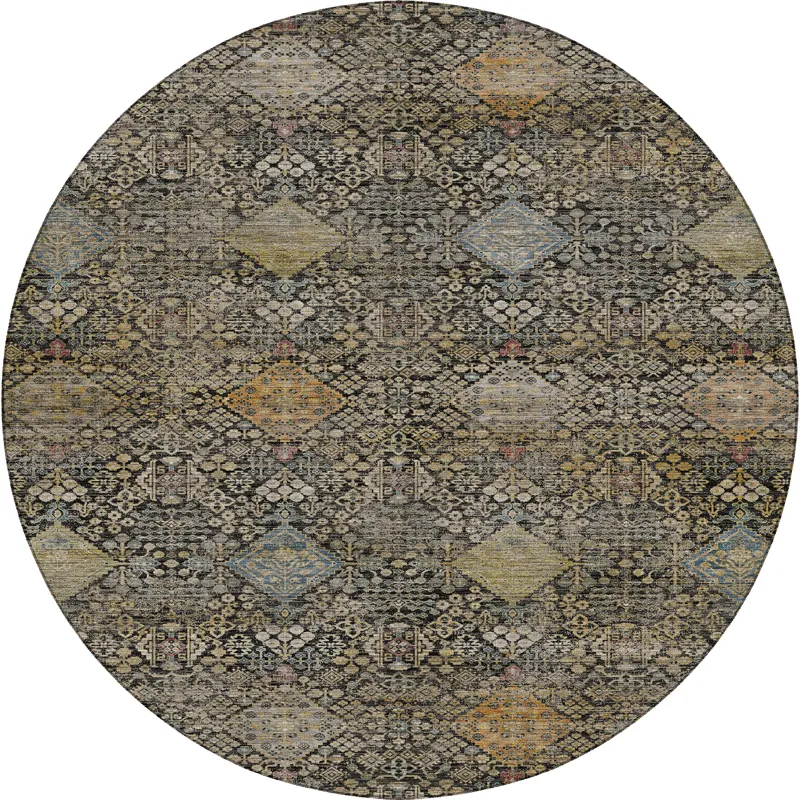 Machine Washable Aristo Black 8\' x 8\' Round Rug