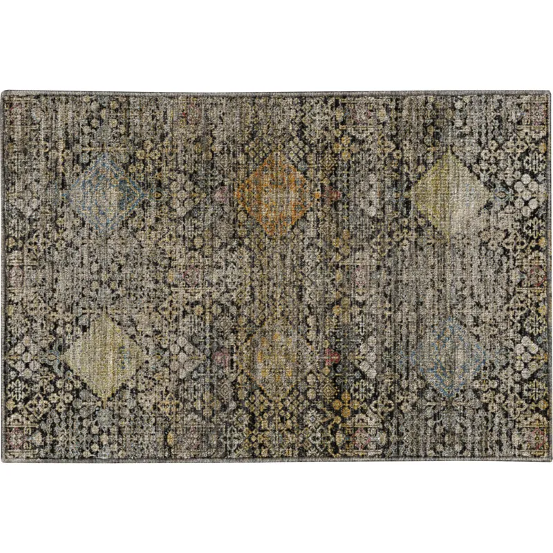 Machine Washable Aristo Black 1\'8\" x 2\'6\" Rug