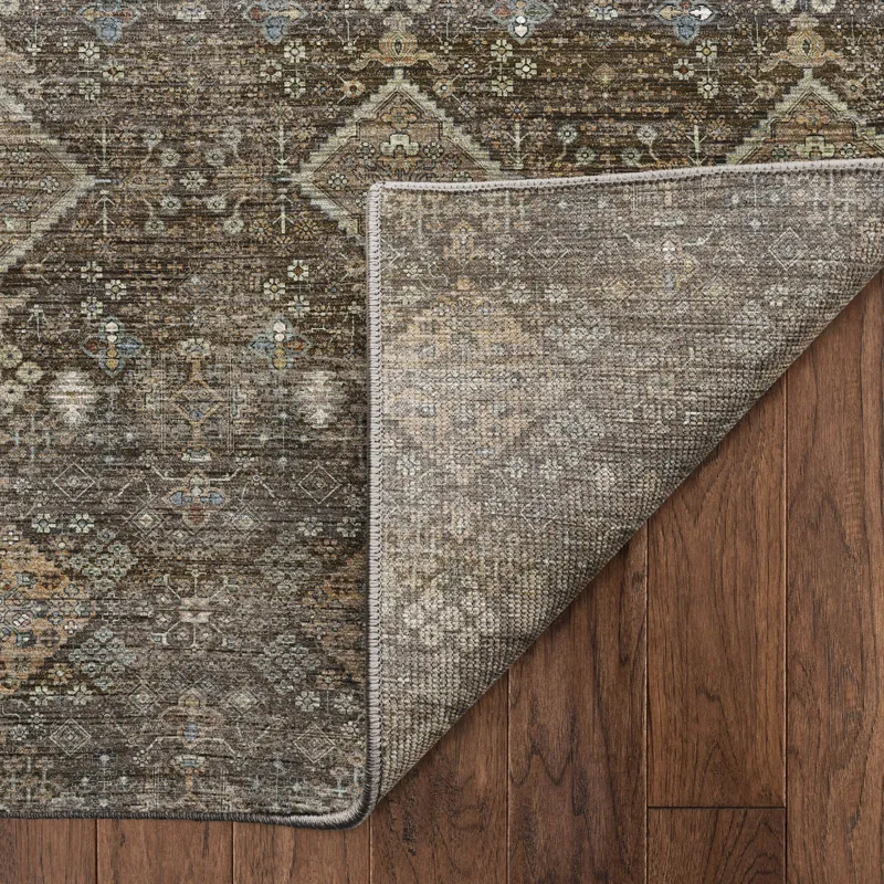 Machine Washable Aristo Chocolate 6\'6\" x 9\'6\" Rug