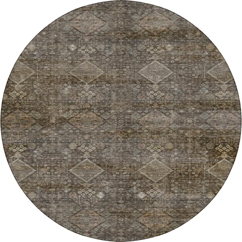 Machine Washable Aristo Chocolate 8\' x 8\' Round Rug