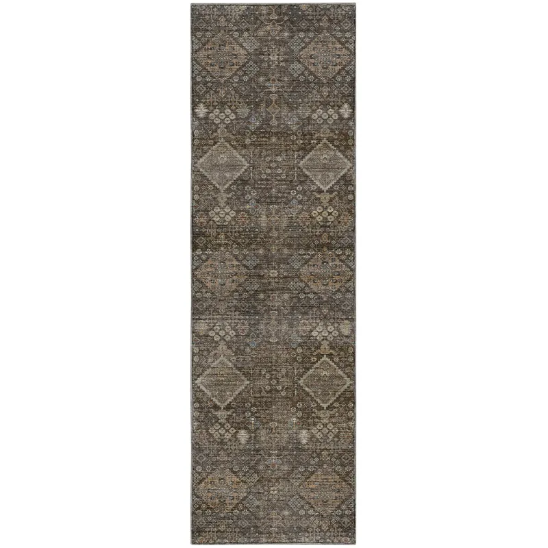 Machine Washable Aristo Chocolate 2\'3\" x 7\'6\" Runner Rug