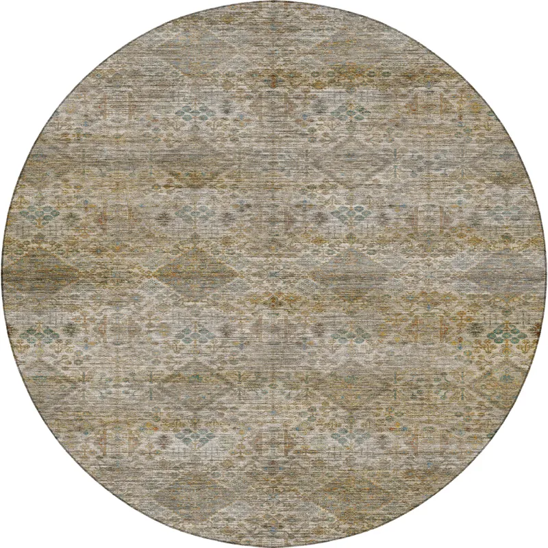 Machine Washable Aristo Ivory 8\' x 8\' Round Rug