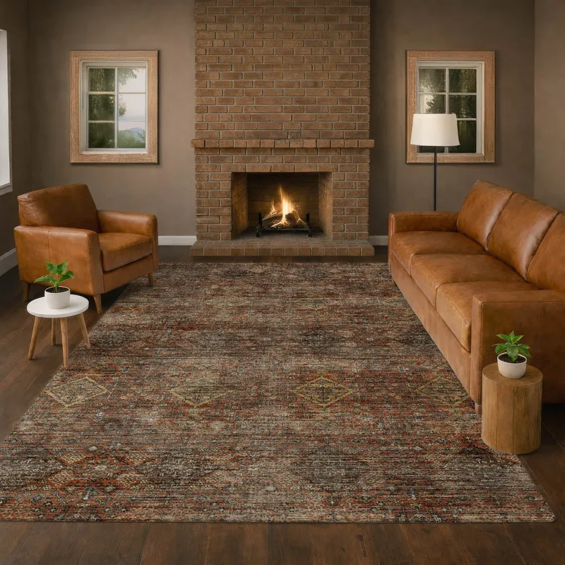 Machine Washable Aristo Paprika 9\' x 12\' Rug