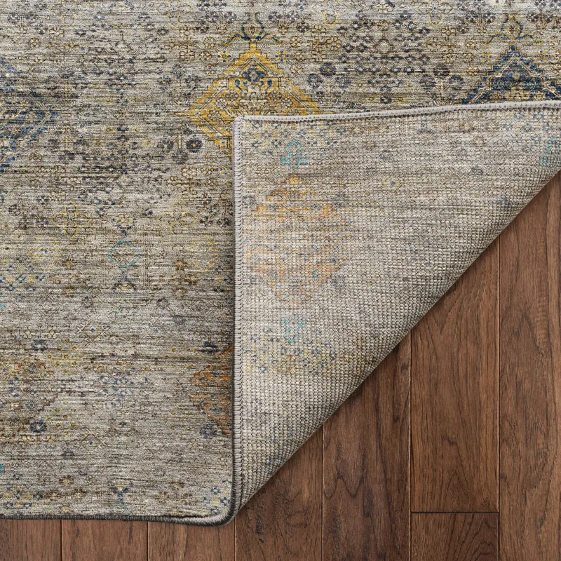 Machine Washable Aristo Pewter 9\' x 12\' Rug