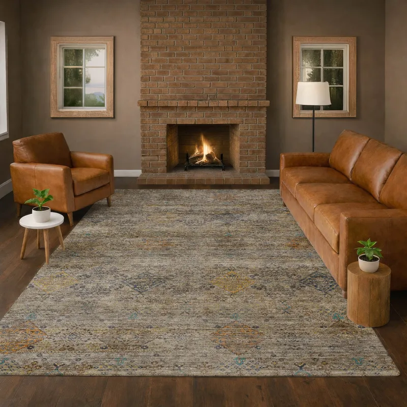 Machine Washable Aristo Pewter 9\' x 12\' Rug