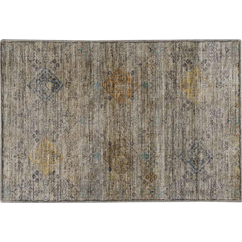 Machine Washable Aristo Pewter 1\'8\" x 2\'6\" Rug