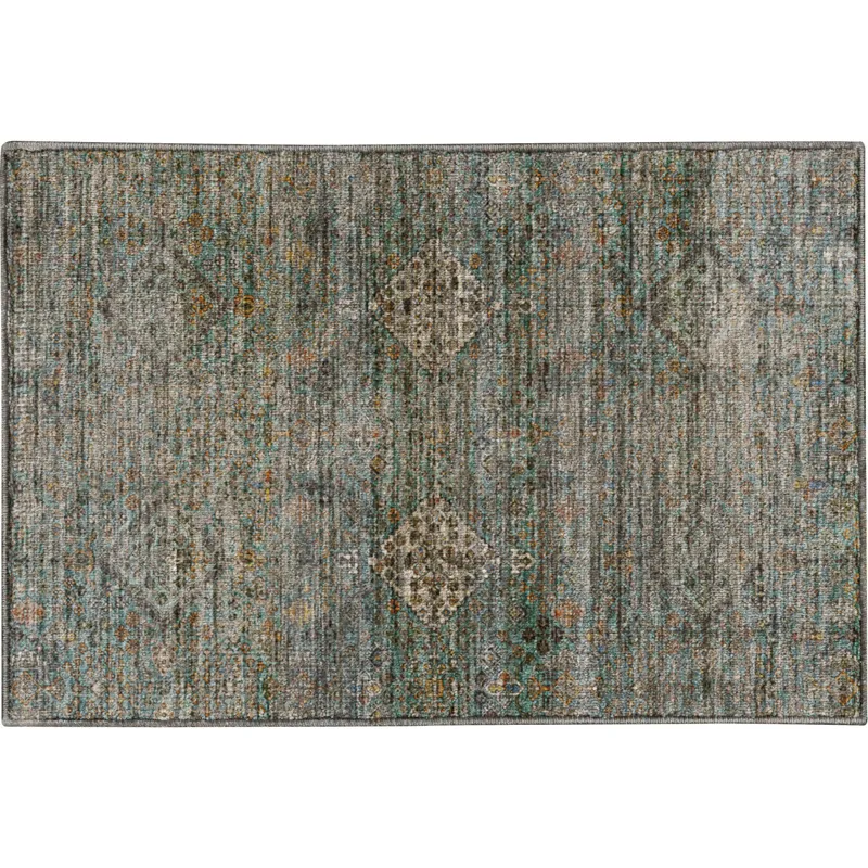 Machine Washable Aristo Teal 1\'8\" x 2\'6\" Rug