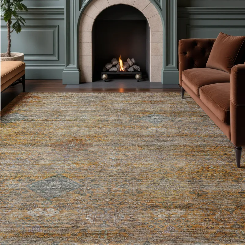 Machine Washable Aristo Terracotta 2\'6\" x 3\'10\" Rug