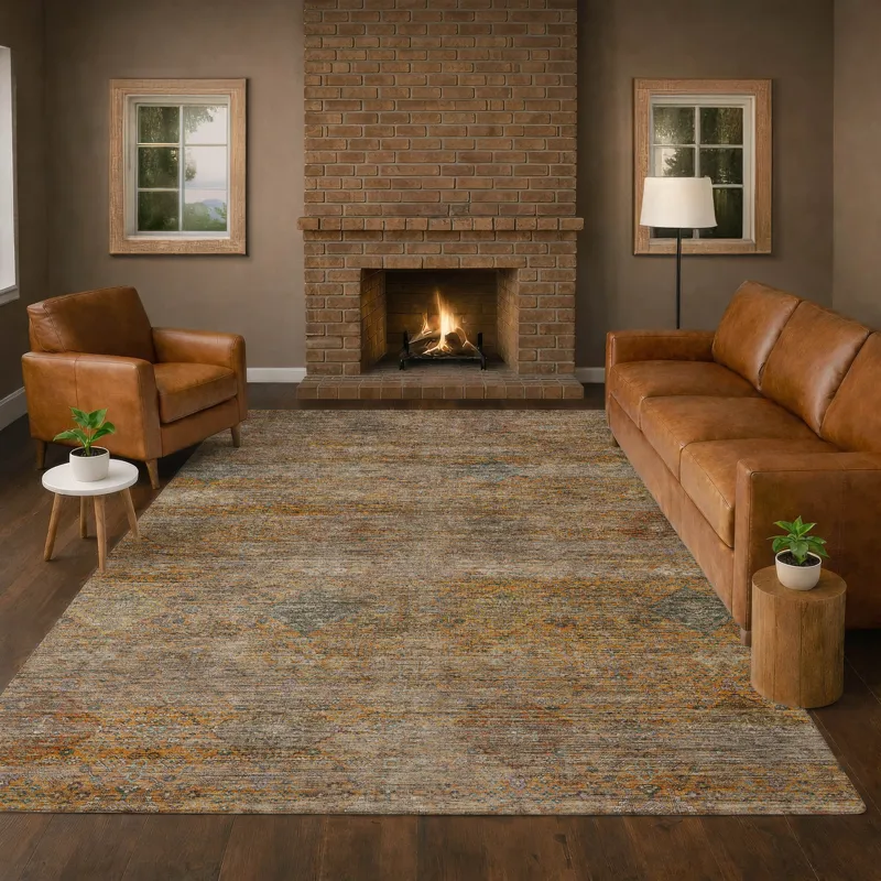 Machine Washable Aristo Terracotta 2\'6\" x 3\'10\" Rug