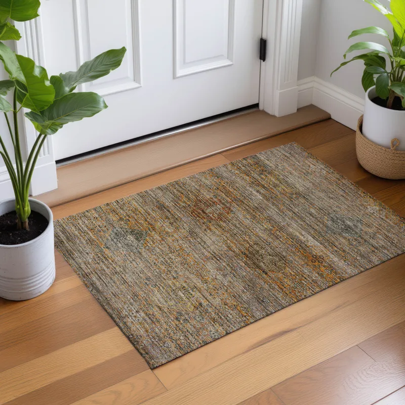 Machine Washable Aristo Terracotta 1\'8\" x 2\'6\" Rug