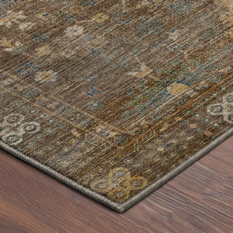 Machine Washable Aristo Chocolate 2\'3\" x 7\'6\" Runner Rug