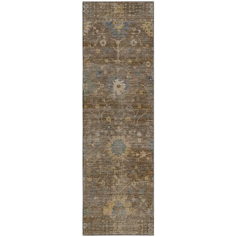 Machine Washable Aristo Chocolate 2\'3\" x 7\'6\" Runner Rug