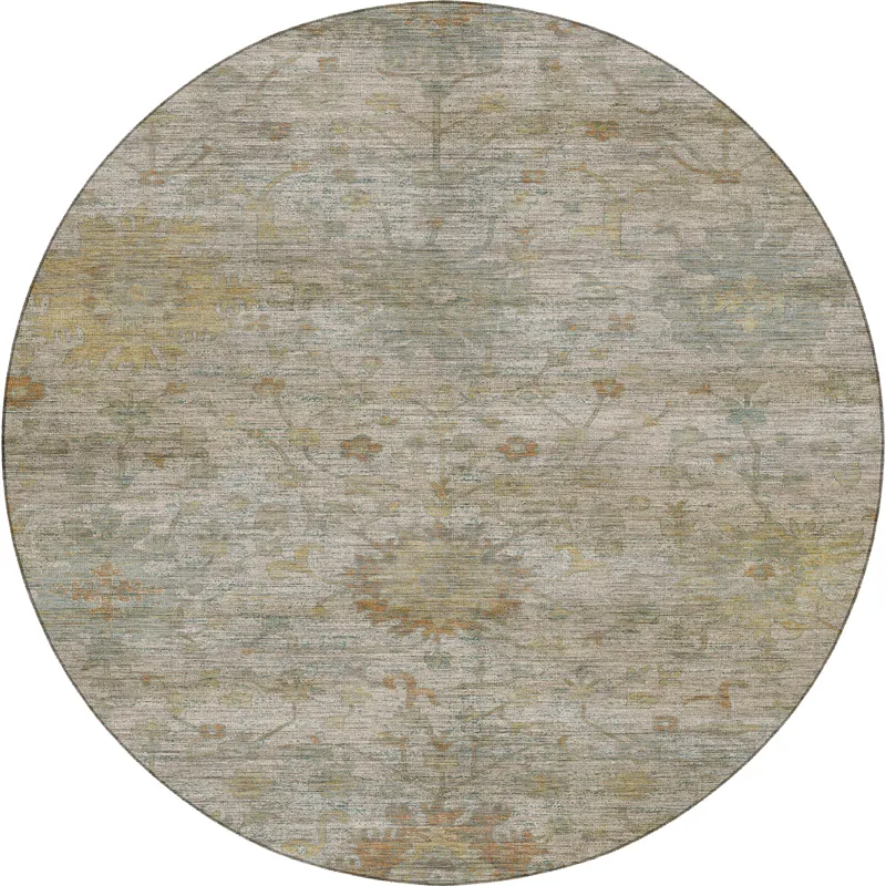 Machine Washable Aristo Ivory 8\' x 8\' Round Rug