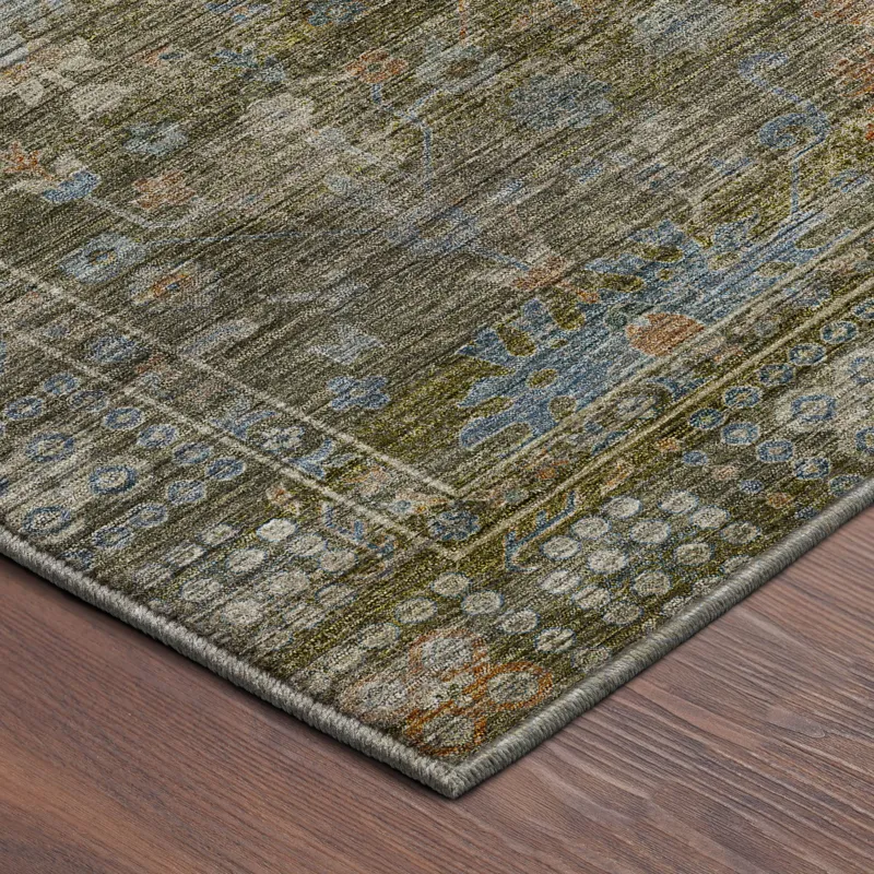 Machine Washable Aristo Olive 10\' x 14\' Rug