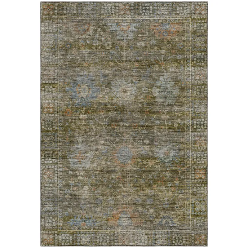 Machine Washable Aristo Olive 10\' x 14\' Rug