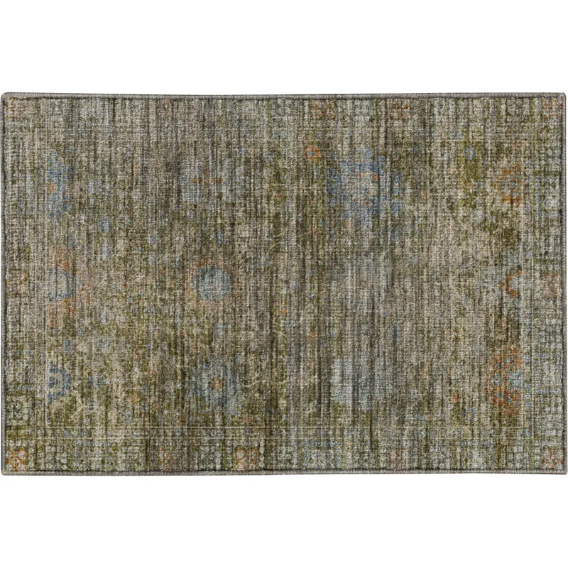 Machine Washable Aristo Olive 1\'8\" x 2\'6\" Rug