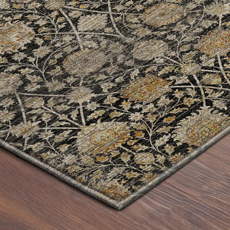 Machine Washable Aristo Black 8\' x 10\' Rug