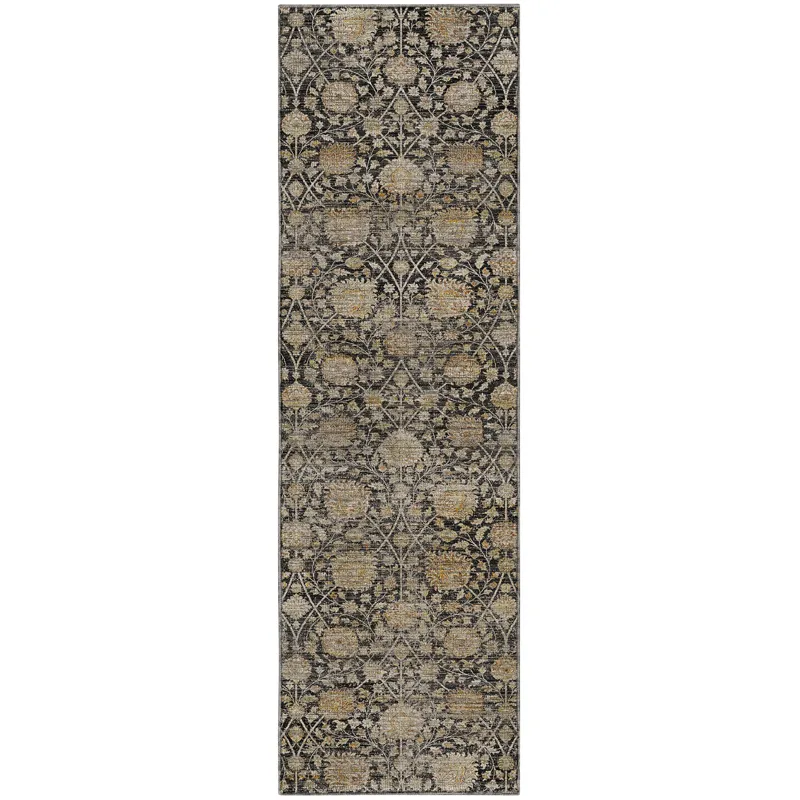 Machine Washable Aristo Black 2\'3\" x 7\'6\" Runner Rug