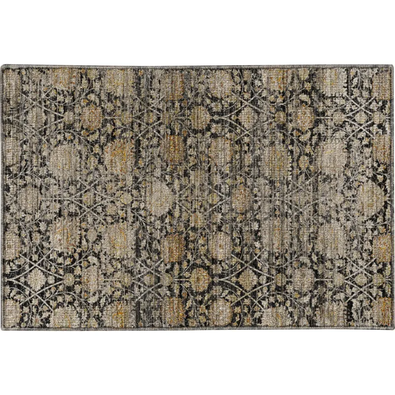 Machine Washable Aristo Black 1\'8\" x 2\'6\" Rug