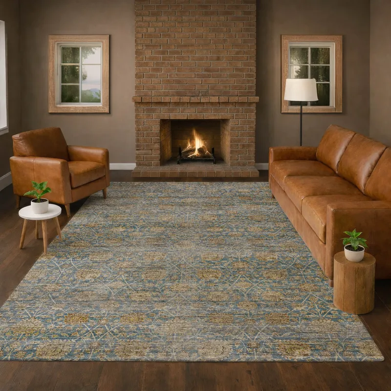 Machine Washable Aristo Blue 3\' x 5\' Rug
