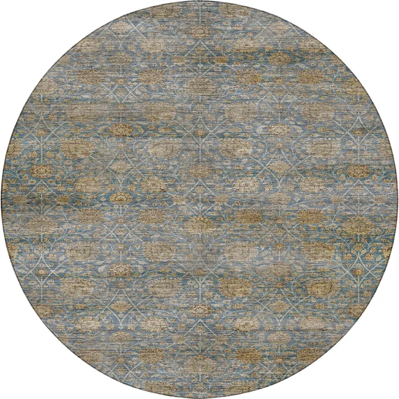 Machine Washable Aristo Blue 8\' x 8\' Round Rug