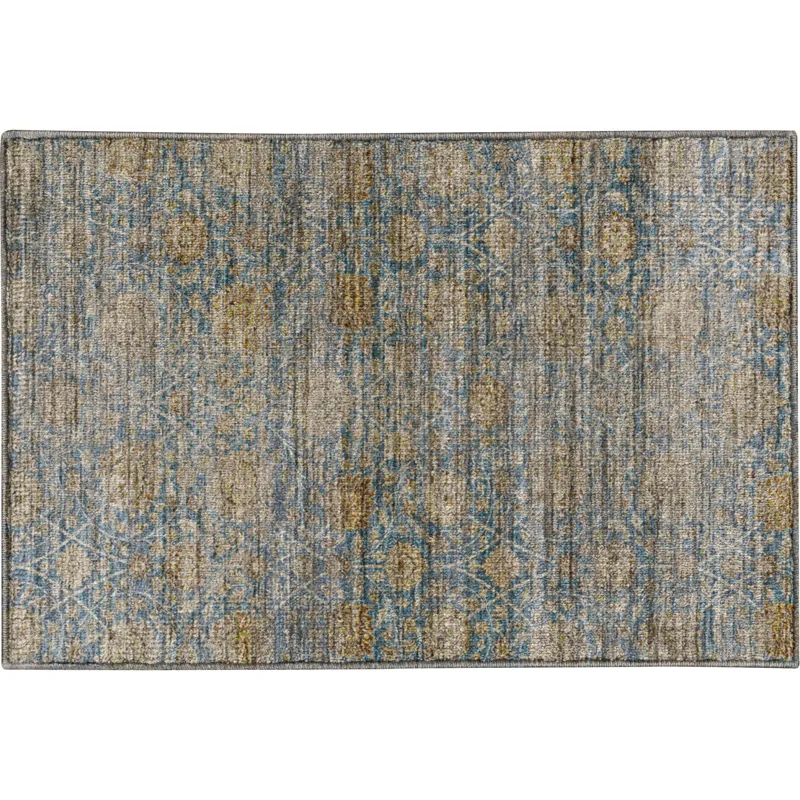 Machine Washable Aristo Blue 1\'8\" x 2\'6\" Rug