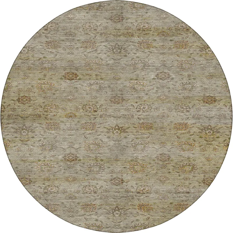 Machine Washable Aristo Celery 8\' x 8\' Round Rug