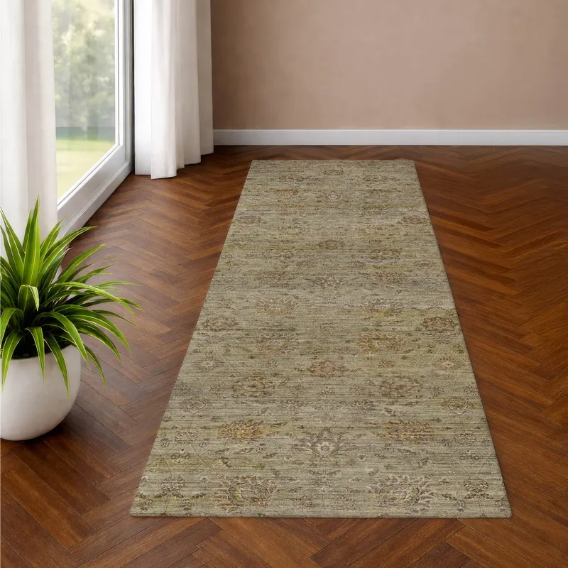 Machine Washable Aristo Celery 2\'3\" x 7\'6\" Runner Rug