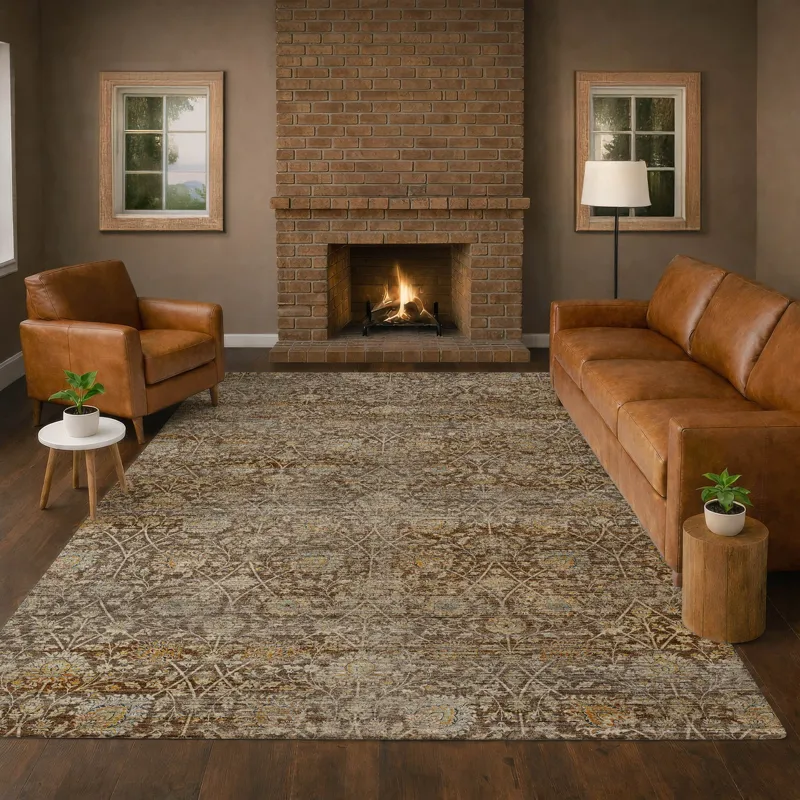Machine Washable Aristo Coffee 8\' x 10\' Rug
