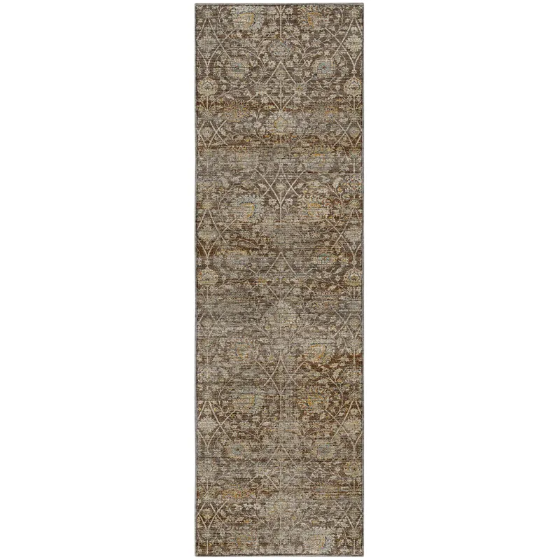 Machine Washable Aristo Coffee 2\'3\" x 7\'6\" Runner Rug