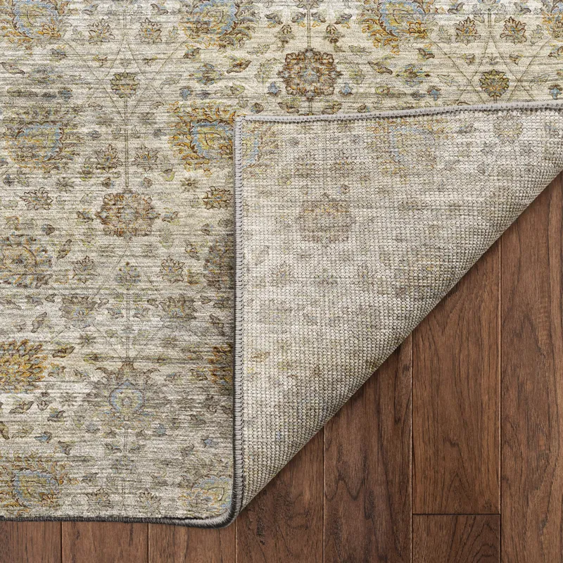 Machine Washable Aristo Ivory 2\'3\" x 7\'6\" Runner Rug