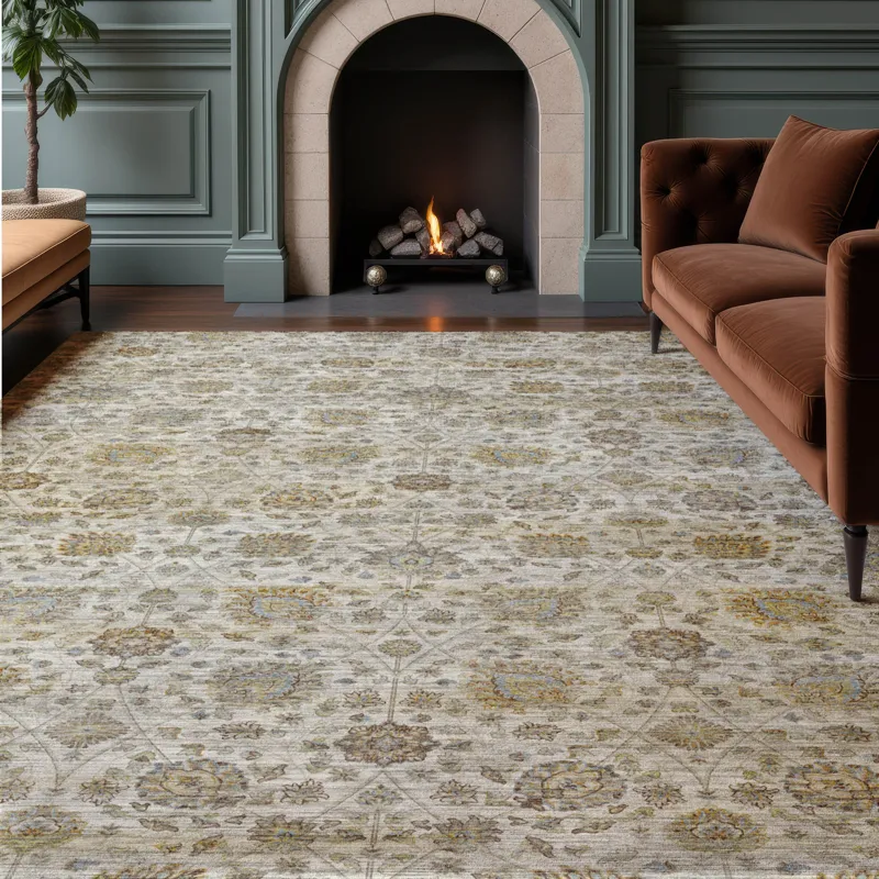 Machine Washable Aristo Ivory 9\' x 12\' Rug