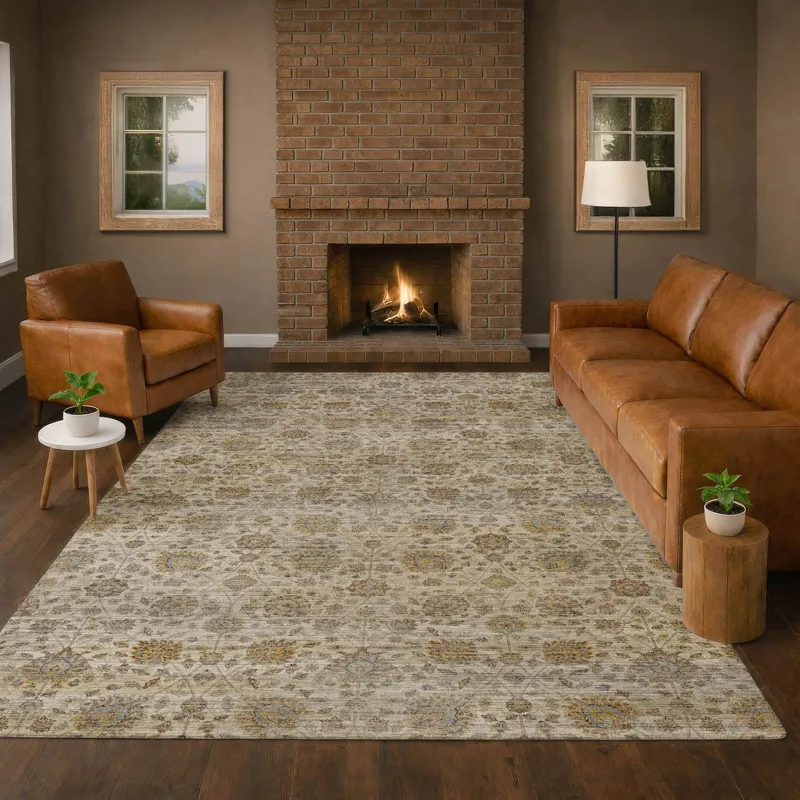 Machine Washable Aristo Ivory 9\' x 12\' Rug