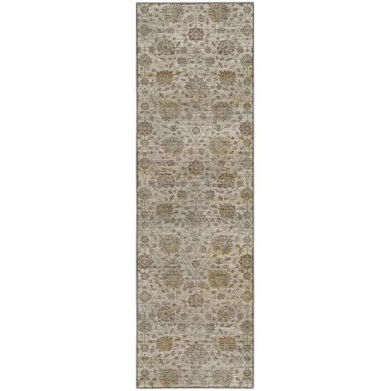 Machine Washable Aristo Ivory 2\'3\" x 7\'6\" Runner Rug