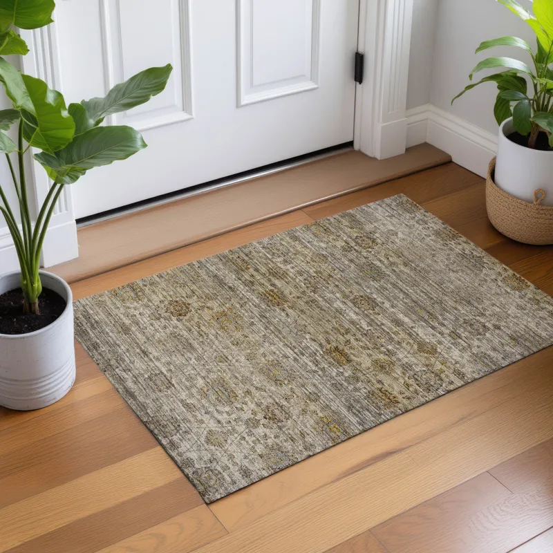 Machine Washable Aristo Ivory 1\'8\" x 2\'6\" Rug