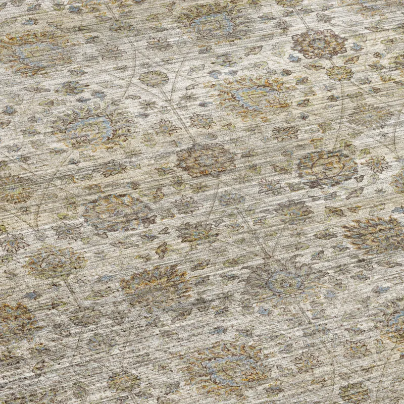 Machine Washable Aristo Ivory 2\'3\" x 7\'6\" Runner Rug