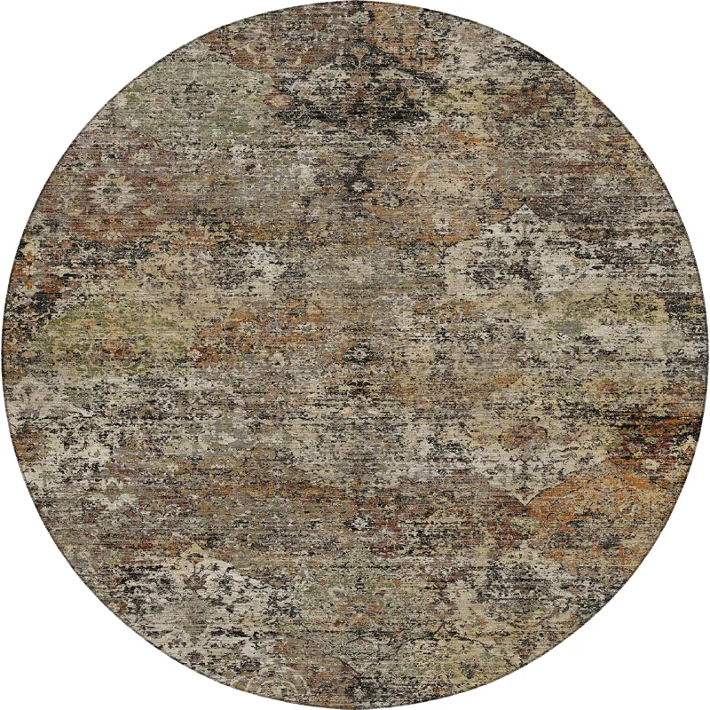 Machine Washable Aristo Taupe 8\' x 8\' Round Rug
